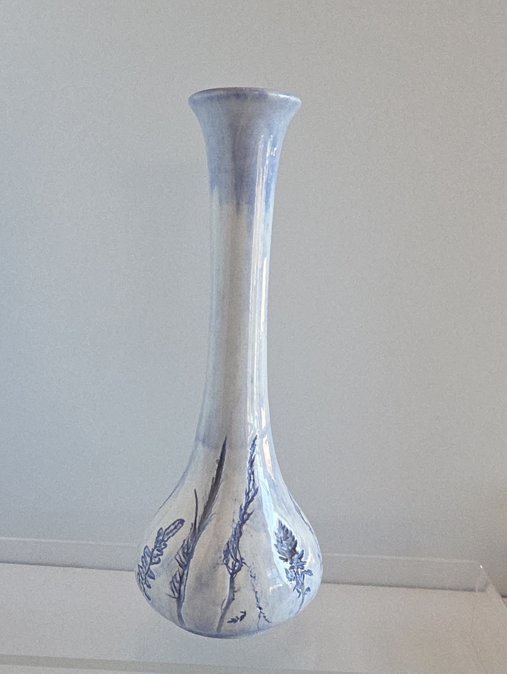 Vintage Fred Devlin Aspen Studio Art Pottery Bud Vase Blue Botanical Imprints